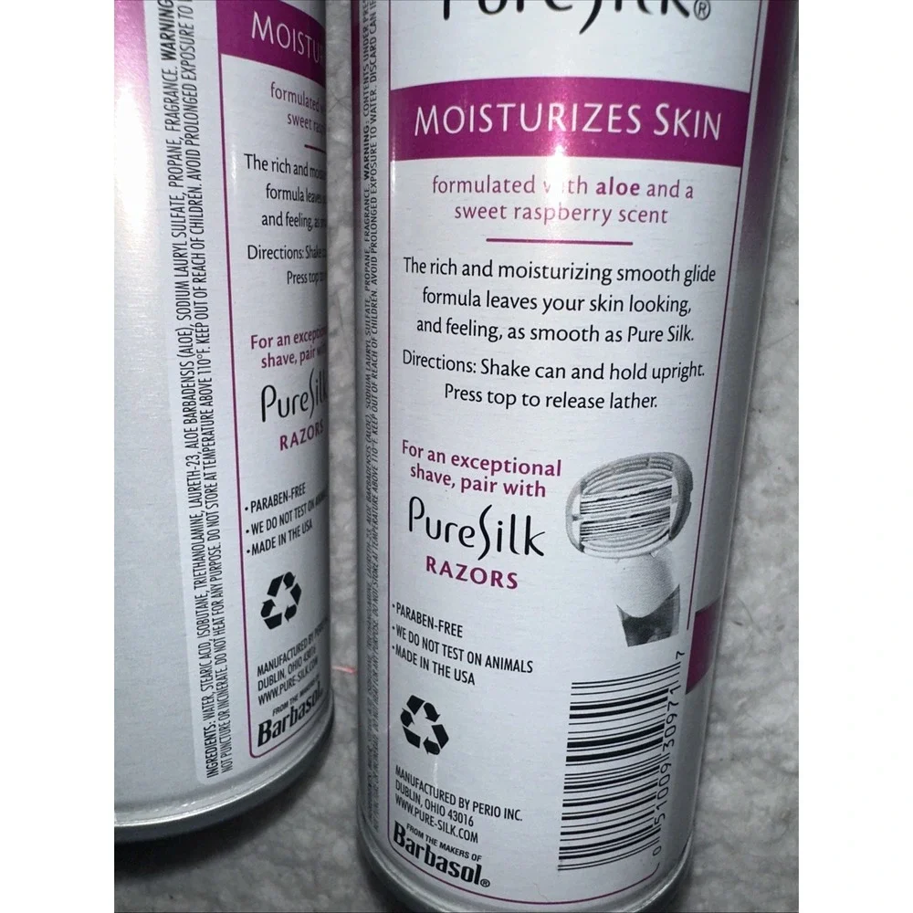 Pure Silk Shave Cream with Aloe, Raspberry Mist, 5 OZ Lot Of 2